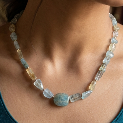 Natural Aquamarine 133.65 Carat Necklace (Emotional Balance and Confidence)