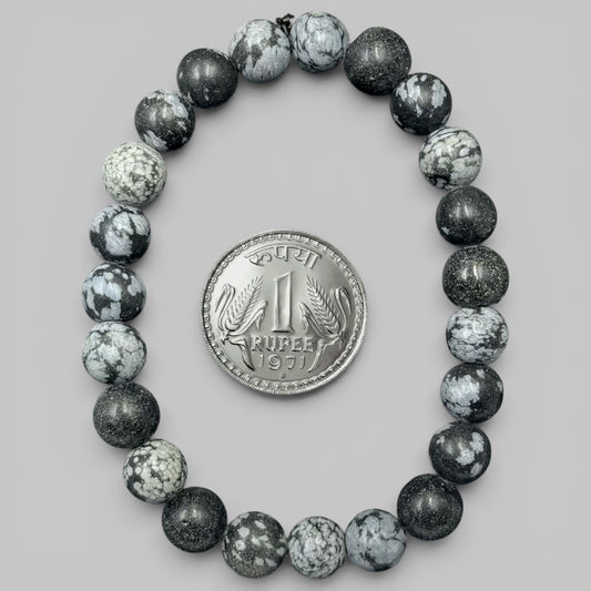 Snowflake Obsidian Bracelet Protection Balance Stone