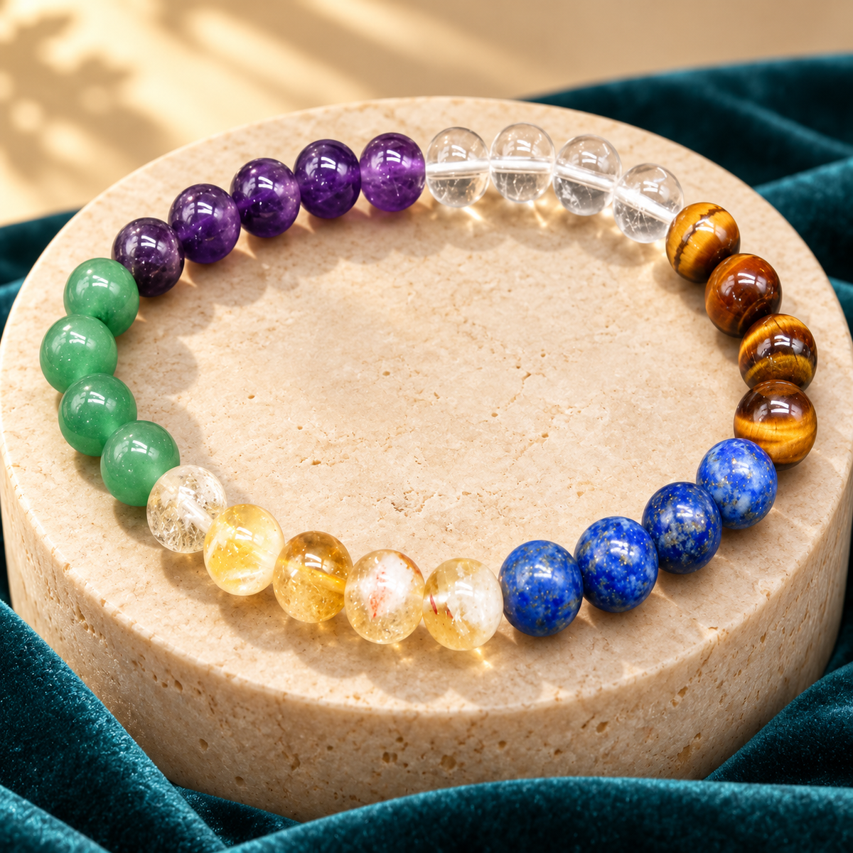 Clarity, Confidence & Prosperity Bracelet – 6 Natural Gemstones, 8mm with GJSPC Lab Report | GemKrishna