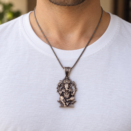 925 Silver Ganesh Ji Classic Pendant – 10 g (New Beginnings & Wisdom)