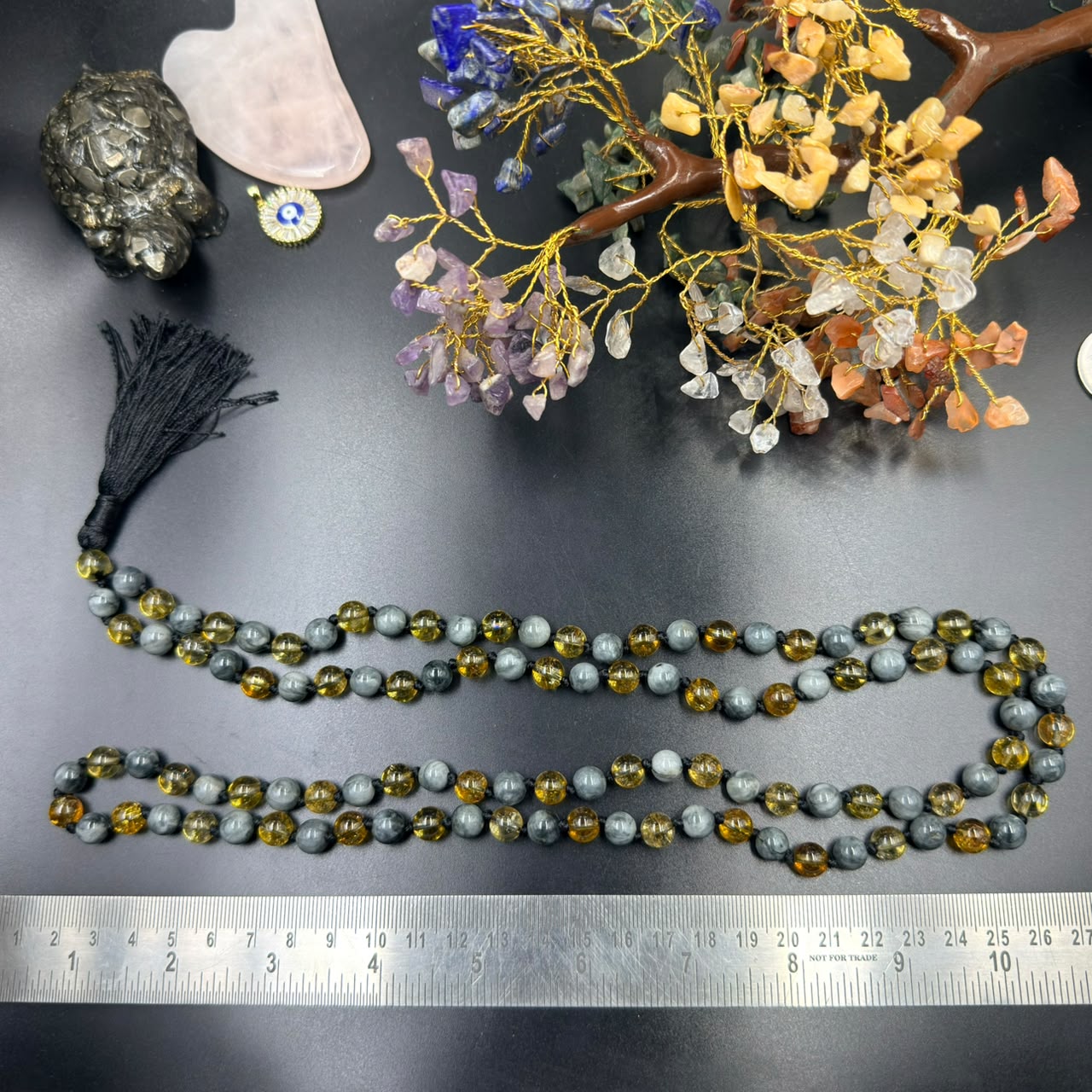 8mm Cat's Eye & Citrine Jaap Mala (Focus & Abundance)