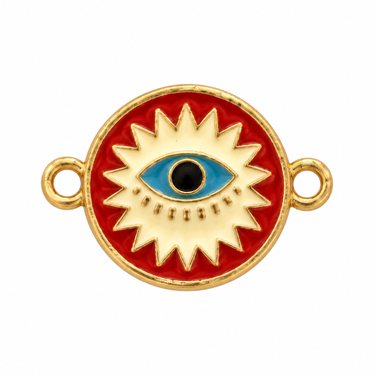 Red Sun Evil Eye Coin Charm