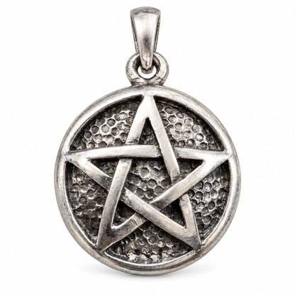 Pentagram Pendant – 925 Sterling Silver, Oxidised Hammered Finish (5.06 Gram)