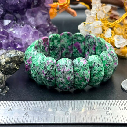 Ruby Zoisite Puffed Cushion Bead Bracelet (Vitality & Balance)