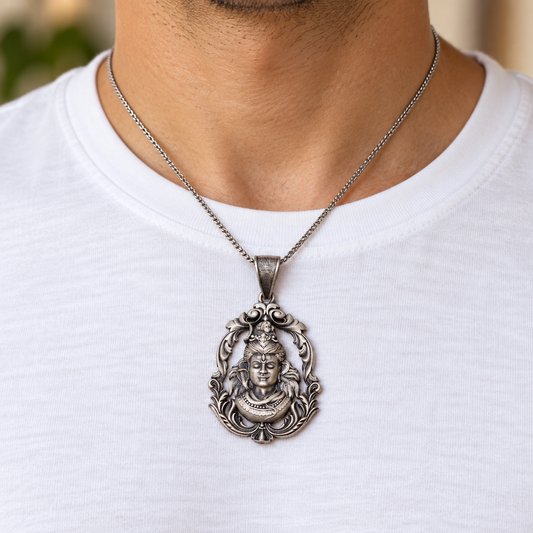 925 Silver Lord Shiv Ji Dhyan Mudra Pendant – 13 g (Devotion & Inner Strength)