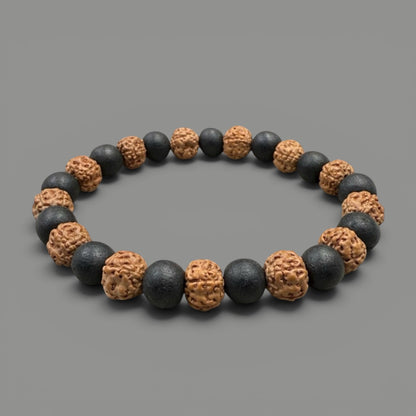5 Mukhi Rudraksh & Karungali Bracelet | Protection and Strength | Best Quality | Natural Beads