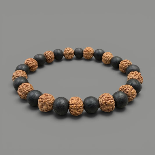 5 Mukhi Rudraksh & Karungali Bracelet | Protection and Strength | Best Quality | Natural Beads