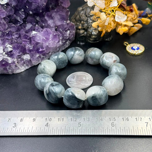 Black Cat's Eye Tumble Bracelet (Protection and Focus)