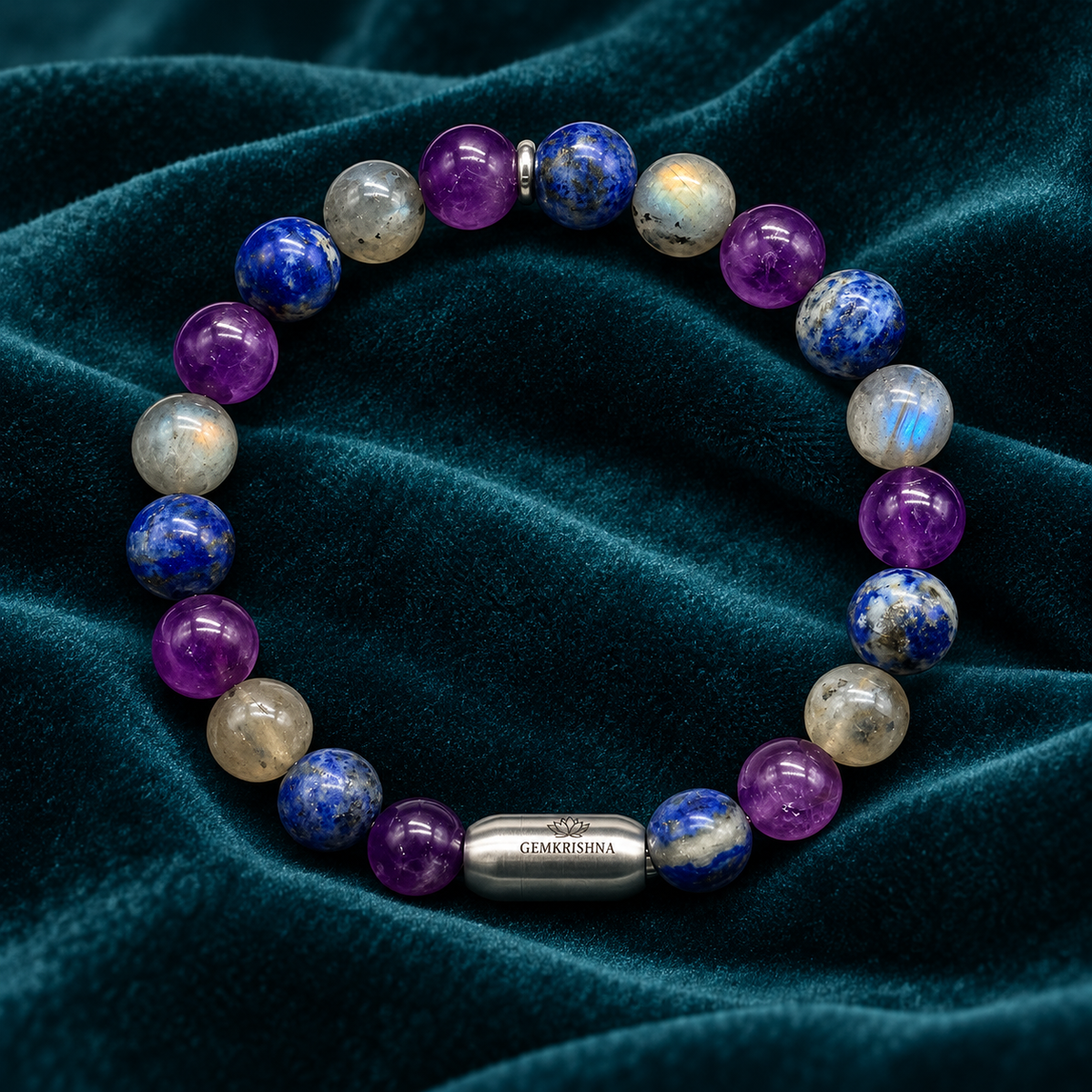 Calm, Clarity & Expression Natural Gemstone Bracelet with GJSPC Certificate | GemKrishna