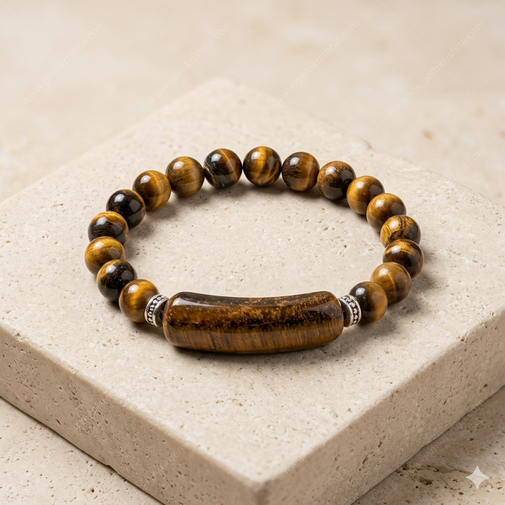 Natural Tiger's Eye AAA 8mm round bead bracelet with rich golden-brown shine