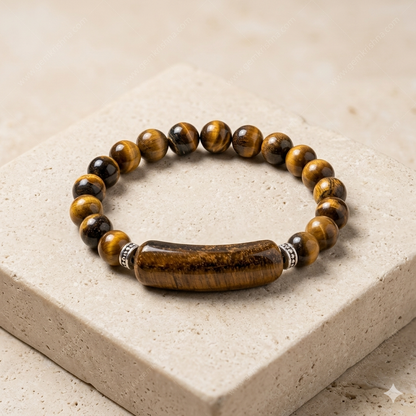 Natural Tiger's Eye AAA 8mm round bead bracelet with rich golden-brown shine