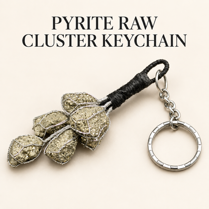 Natural Pyrite Cluster Keychain (Prosperity & Confidence) with Lab Certificate