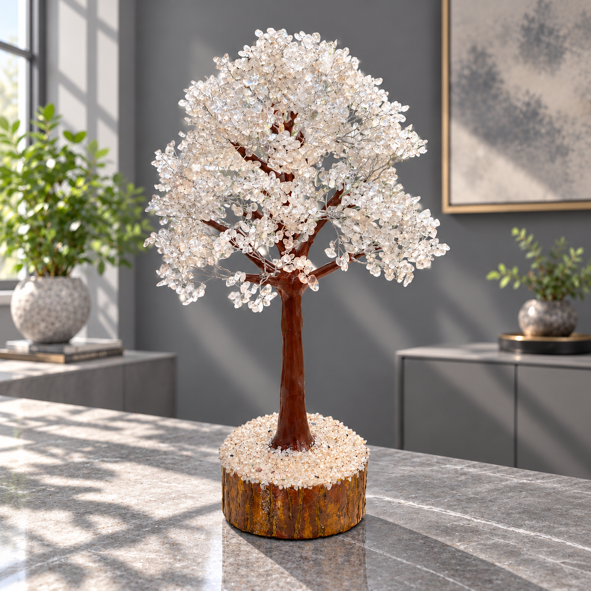 Clarity & Harmony Clear Quartz Crystal Tree – 20-Inch Extra Large Sphatik Gemstone Tree | GemKrishna