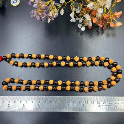 Protection & Vitality Jaap Mala (5 Mukhi Rudraksha & 8mm Garnet)