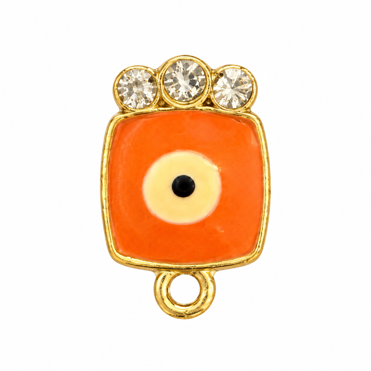 Orange Square Evil Eye Stone Charm