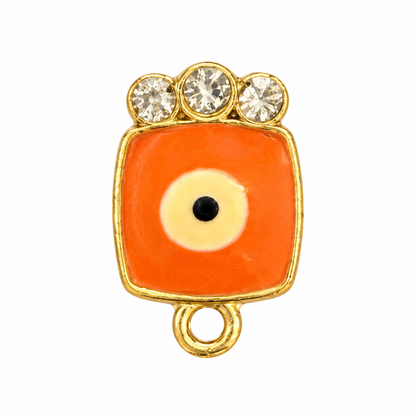 Orange Square Evil Eye Stone Charm