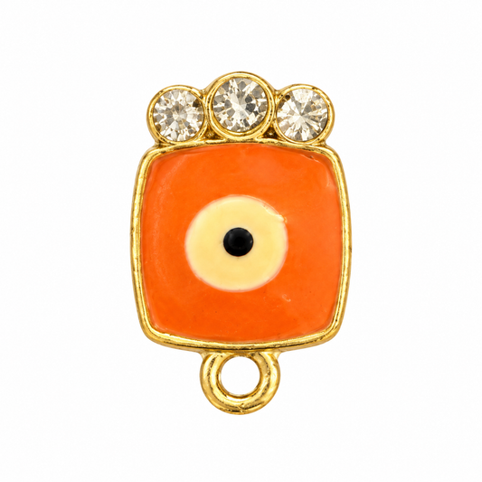 Orange Square Evil Eye Stone Charm