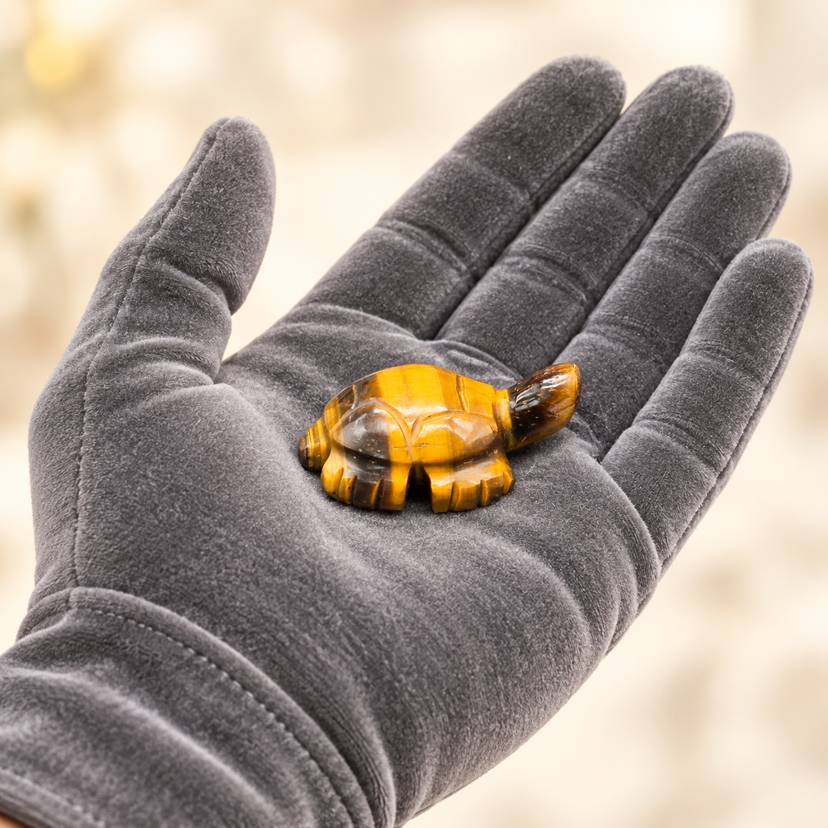 Natural Tiger Eye Tortoise (Kachua) Carving – Courage, Confidence & Focus
