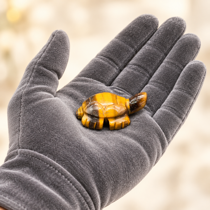 Natural Tiger Eye Tortoise (Kachua) Carving – Courage, Confidence & Focus
