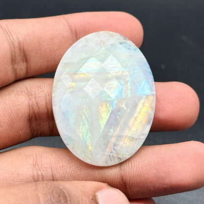 Moonstone Faceted Palm Stone (Intuition and Emotional Balance)