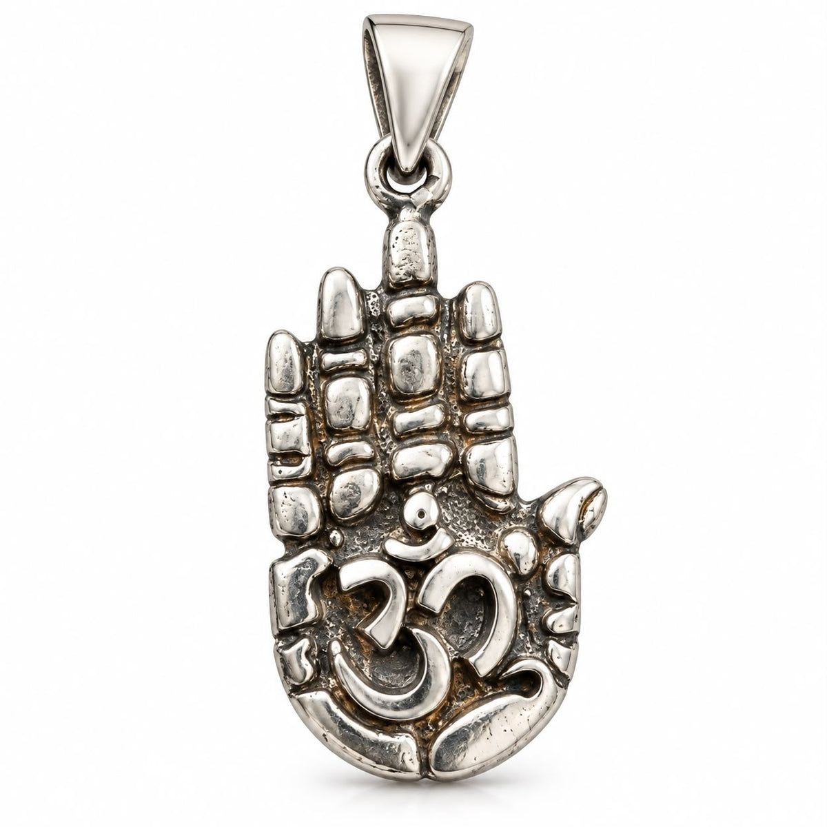 Om Hamsa Hand Pendant – 925 Sterling Silver, Oxidised Finish (3.00 Gram)
