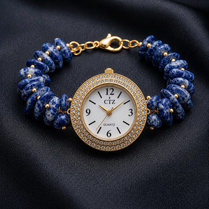 Natural Sodalite Wrist Watch With Physical Lab Certification Luxury Dial Finish and Quality.