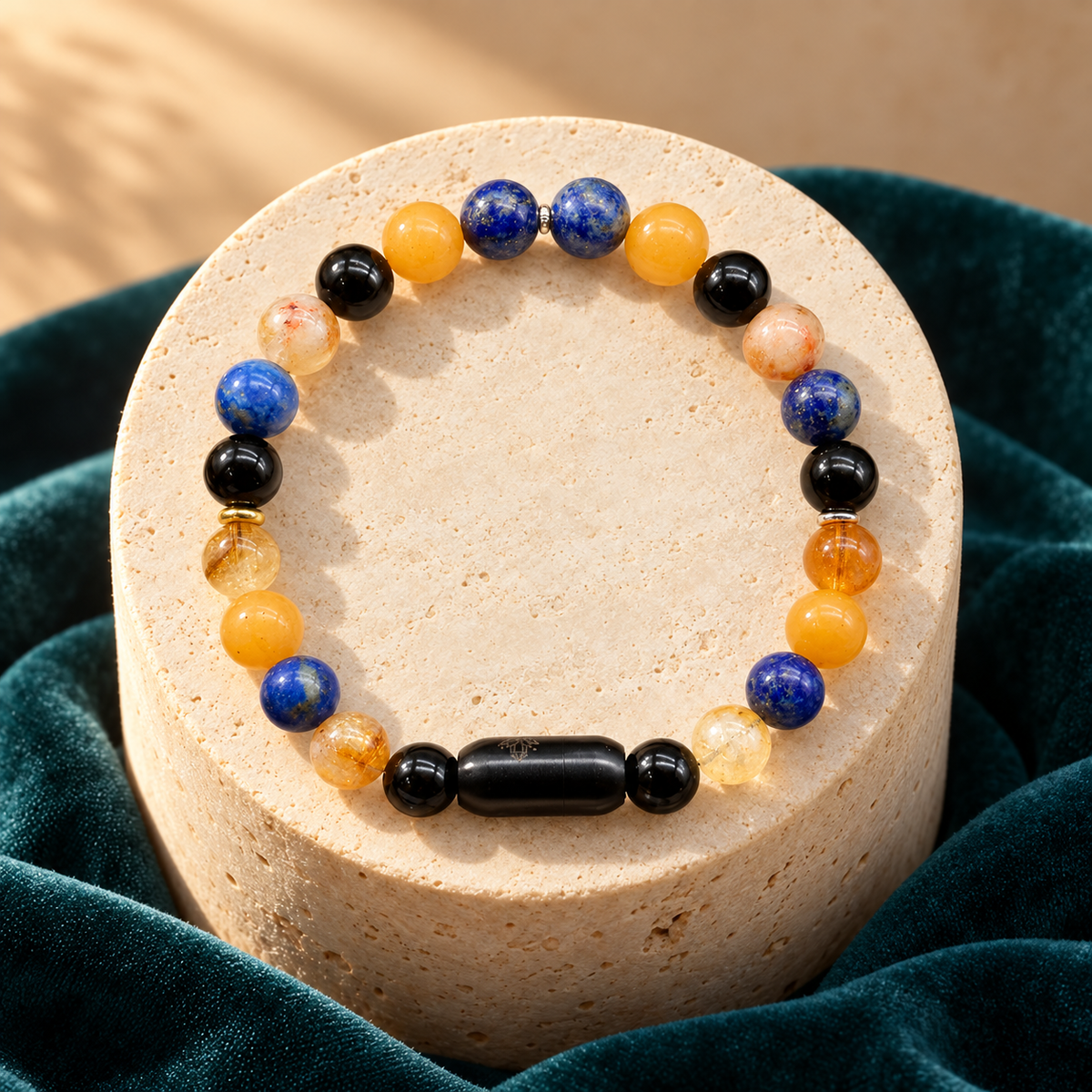 Confidence, Prosperity & Protection Natural Gemstone Bracelet with Black GemSnap | GemKrishna