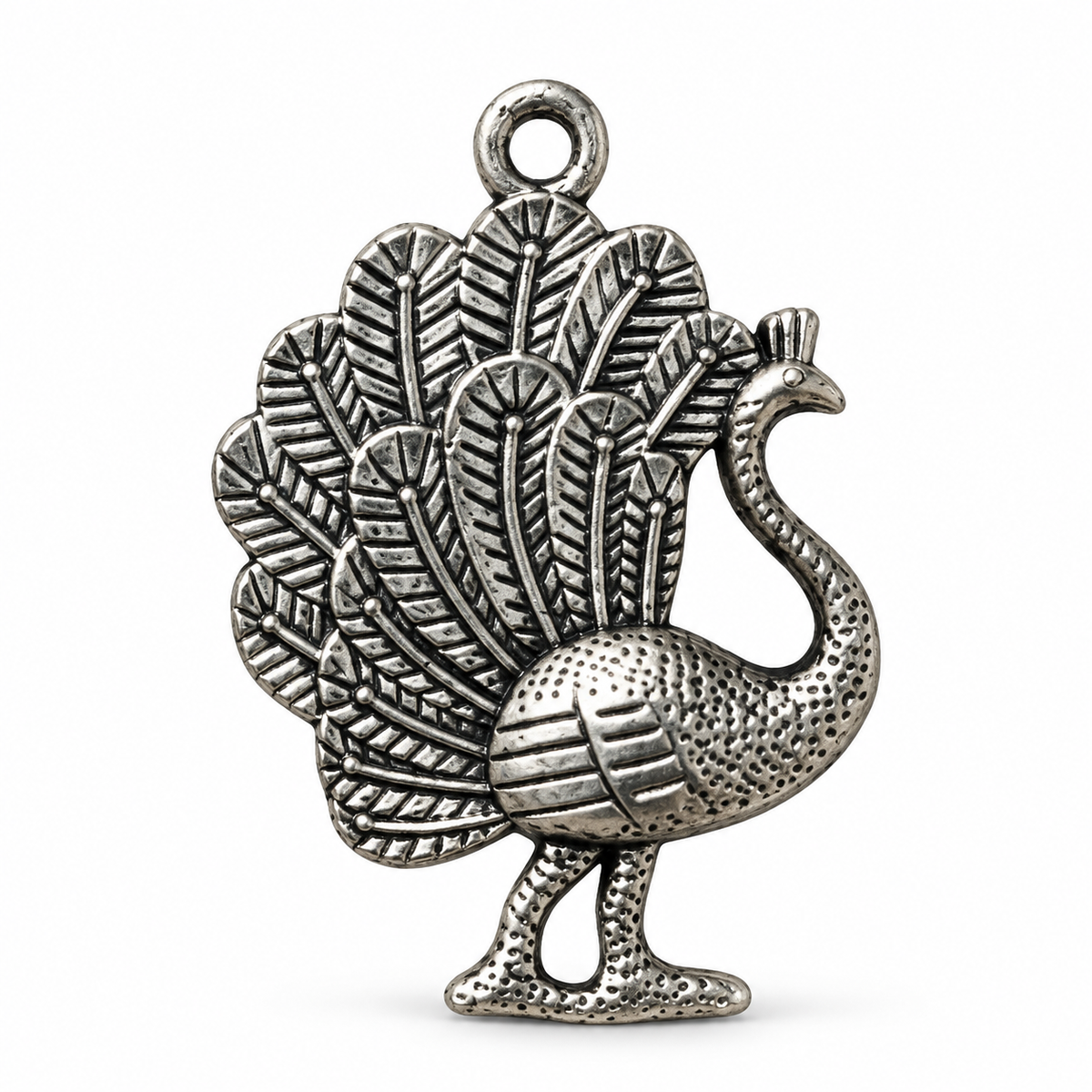Zinc Peacock Charm