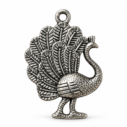 Zinc Peacock Charm