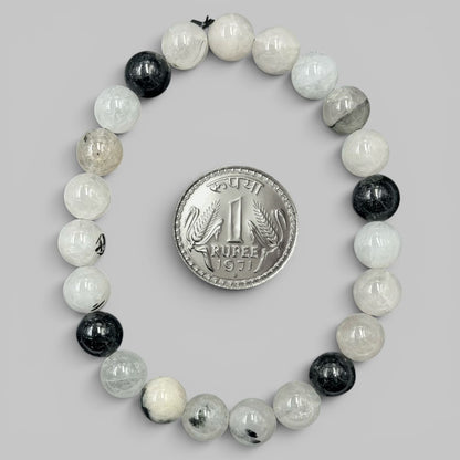 Natural Black Rutilated Quartz Bracelet (Protection and Clarity)