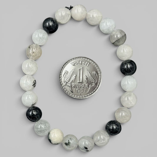 Natural Black Rutilated Quartz Bracelet (Protection and Clarity)