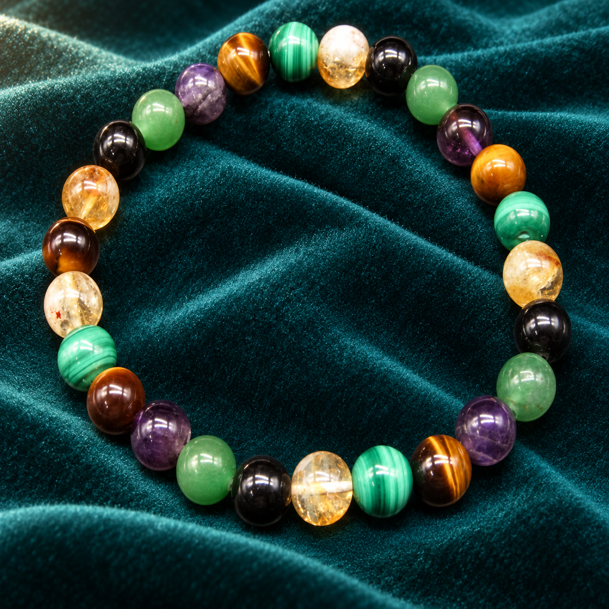 Prosperity, Confidence & Protection Bracelet – 6 Natural Gemstones, 8mm with GJSPC Lab Report | GemKrishna
