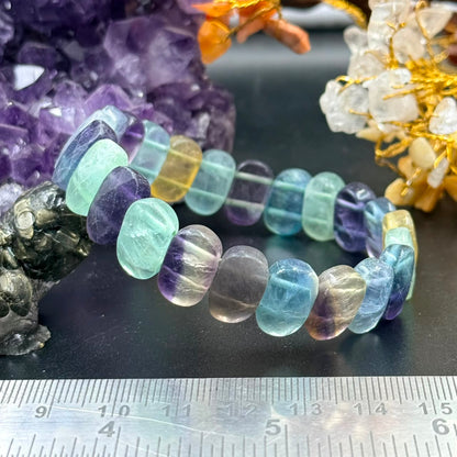 Multi Fluorite Flat Oval Bead Bracelet (Clarity & Focus)