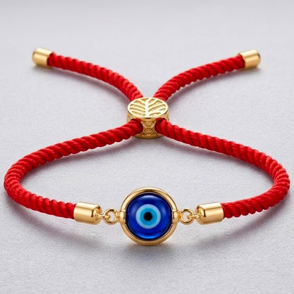 Gold-Tone Metal Evil Eye Rakhi for Brother with Adjustable Red Thread (Nazar Protection Symbol)