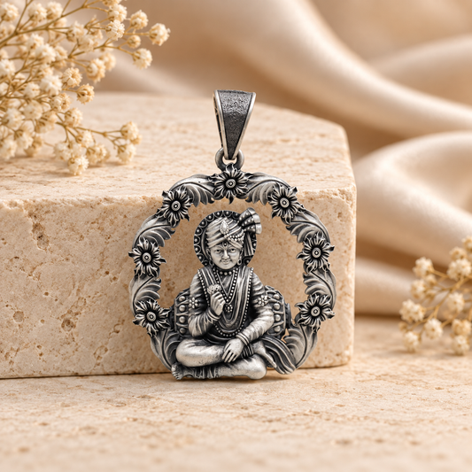 925 Silver Swaminarayan Bhagwan Pendant – 13 g (Devotion & Faith)
