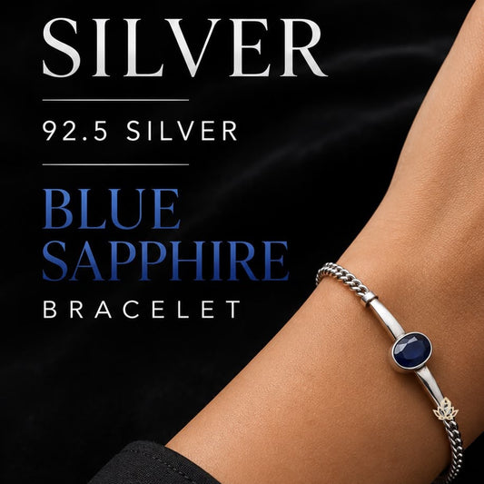 925 Silver Blue Sapphire Neelam Bracelet (Discipline, Focus & Protection)