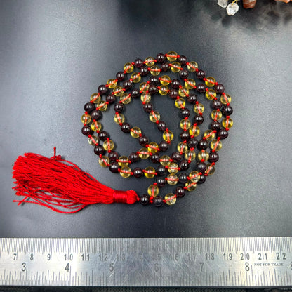 Garnet 8mm & Citrine 8mm Jaap Mala (Abundance & Personal Power)