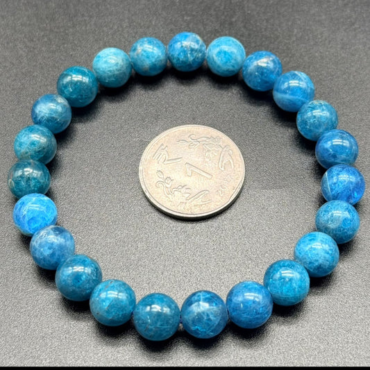 Blue Apatite Bracelet AAA (Motivation & Mental Clarity)