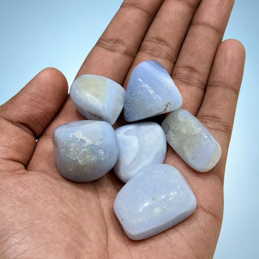 Natural Blue Lace Agate Tumble Stones (Calmness and Communication)