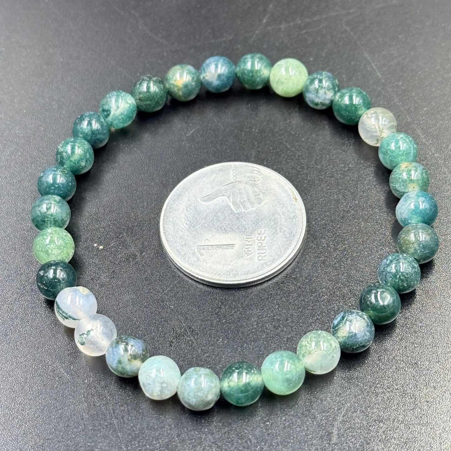 Moss Agate Bracelet for Growth, Calm Energy & Balance