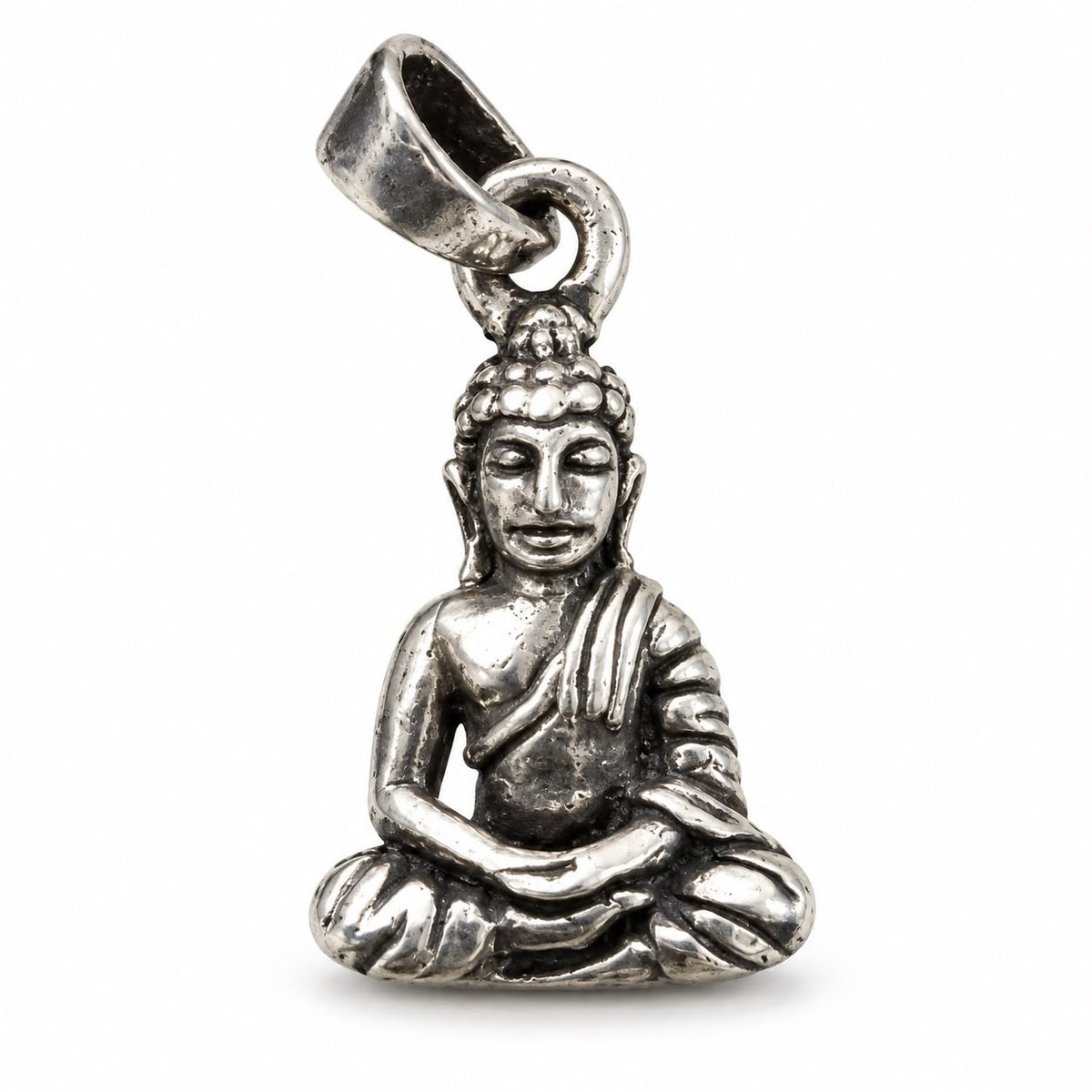 Meditating Buddha Pendant – 925 Sterling Silver, Oxidised Finish (2.54 Gram)