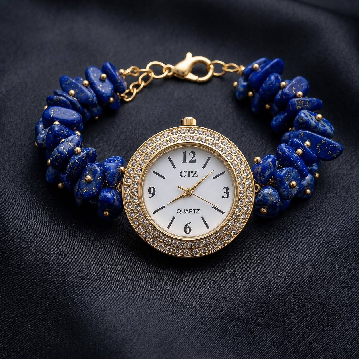 Natural Lapis Lazuli Wrist Watch With Physical Lab Certification Luxury Dial Finish and Quality.