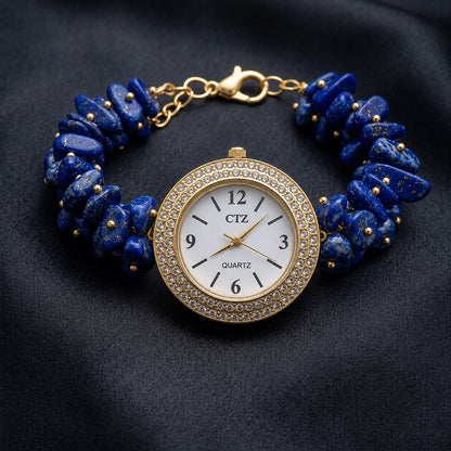 Natural Lapis Lazuli Wrist Watch With Physical Lab Certification Luxury Dial Finish and Quality.