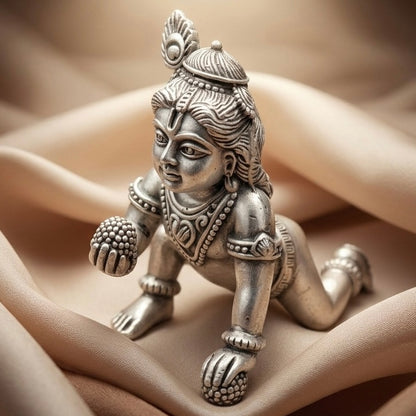 Baby Krishna (Laddoo Gopal) 925 Silver Idol Statue for Home Temples – 108.6 Grams