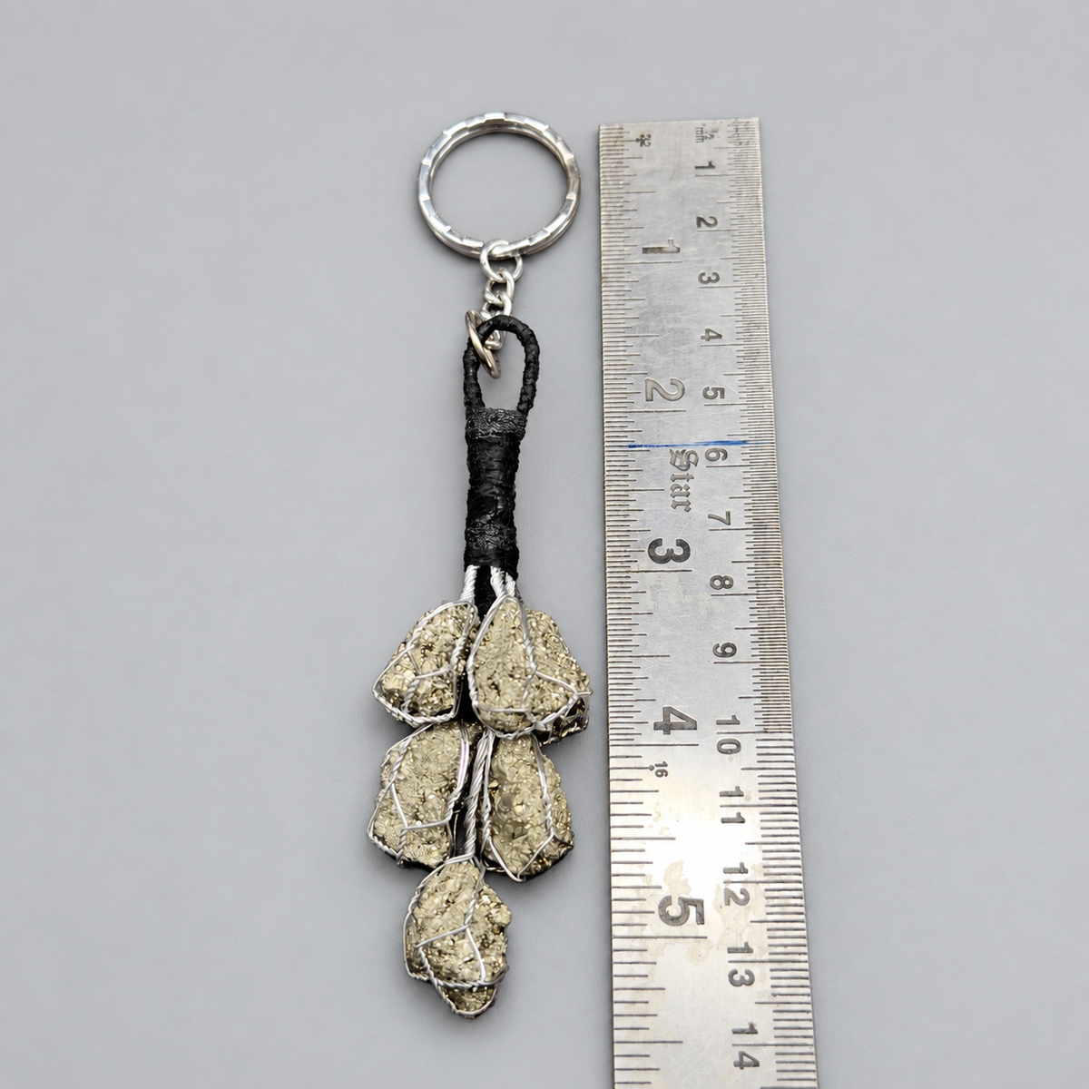 Natural Pyrite Cluster Keychain (Prosperity & Confidence) with Lab Certificate