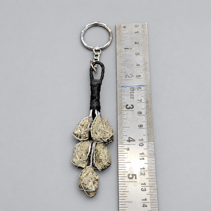 Natural Pyrite Cluster Keychain (Prosperity & Confidence) with Lab Certificate