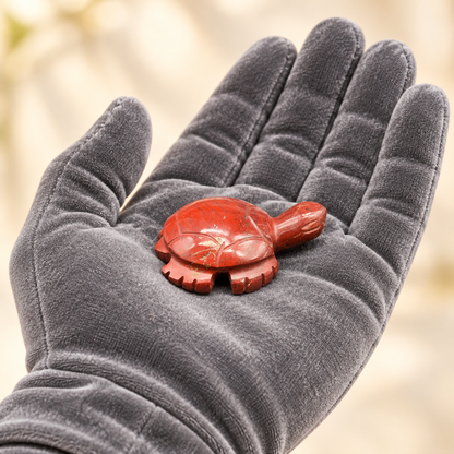 Natural Red Jasper Tortoise (Kachua) Carving – Grounding, Strength & Stability