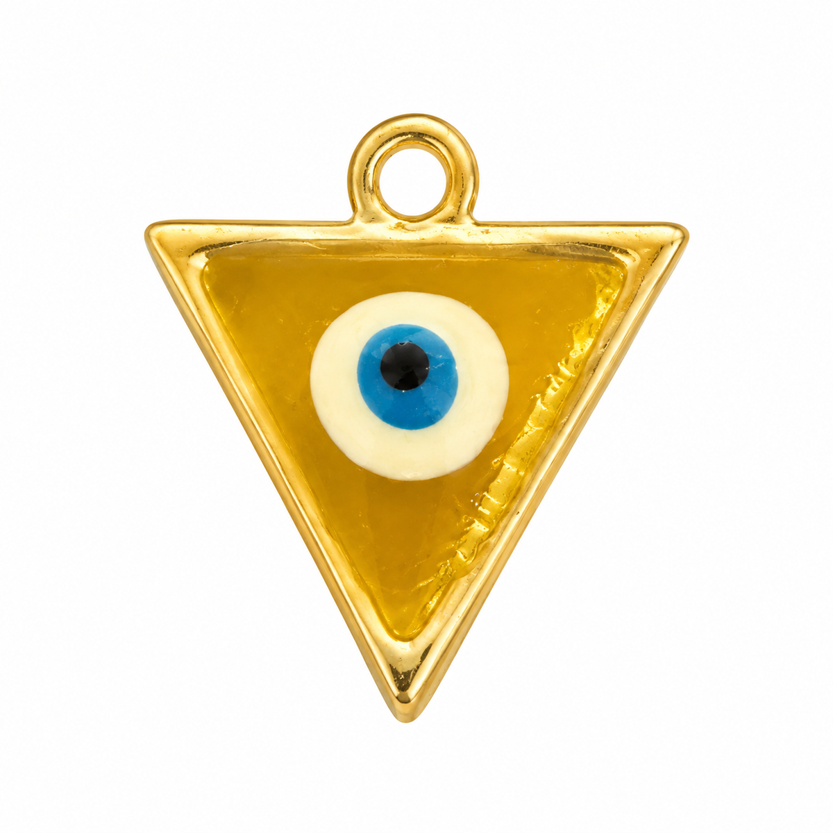Gold Triangle Evil Eye Charm
