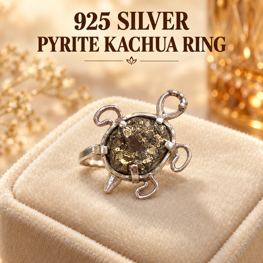 925 Sterling Silver Pyrite Kachua Ring – Natural Raw Pyrite Tortoise Ring