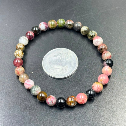 Watermelon Multi Tourmaline Bracelet 6mm (Protection, Balance & Positivity)